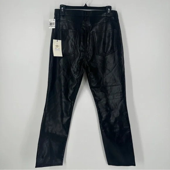 Citizens of Humanity Jolene High Rise Black Leather Straight Leg Jeans Size 27 - Picture 5 of 16